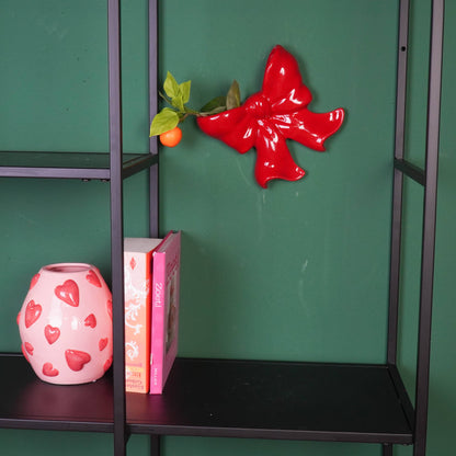 Wall vase - Arc wall vase - Ceramic - Red - 19x18.5x5.5 cm