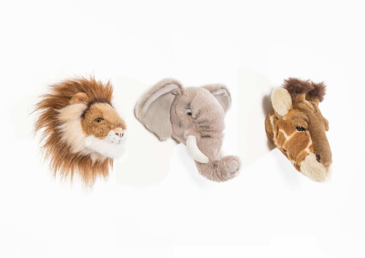 Mini Plush Animal Head Wall Decor: Safari Set