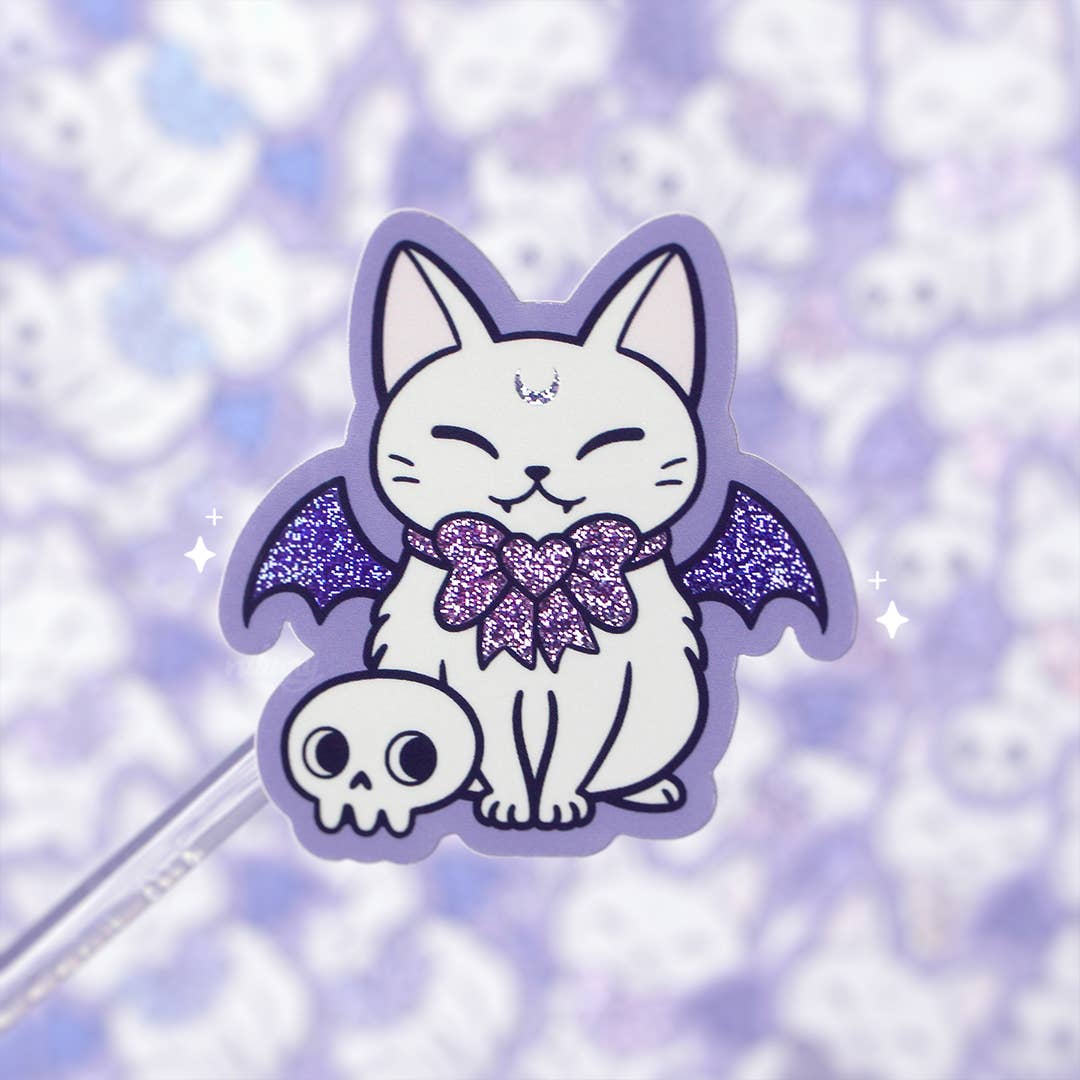 Meowgical Cat Bat Glitter Stickers