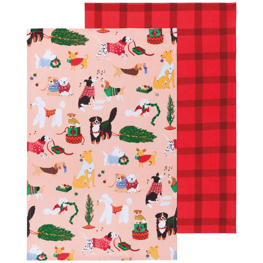 Lot de 2 torchons de Noël Holiday Hounds