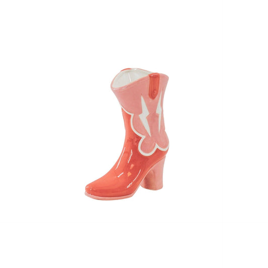 Flower vase - Boot-shaped vase - Ceramic - Pink/Orange - 16.5x10.5x26.5cm
