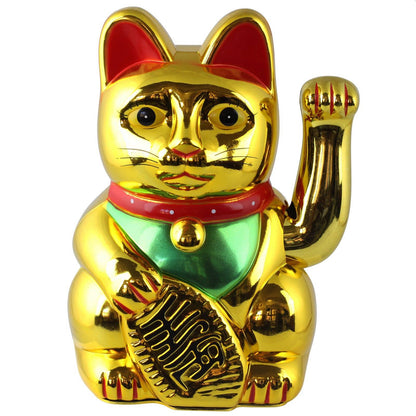 Lucky Maneki-neko cat in the shape of a wavy golden cat, 20 cm