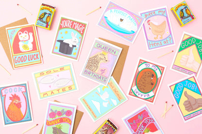 Wenskaart met kleine zwaan "Een perfecte match"