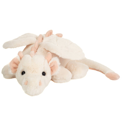 Peluche Dragon Fluffy Blanc et Rose – 32 cm
