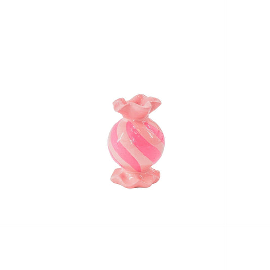 Round Toffee Candy Candle Holder - Ceramic - Pink/Neon - 8.5x8.5x13 cm