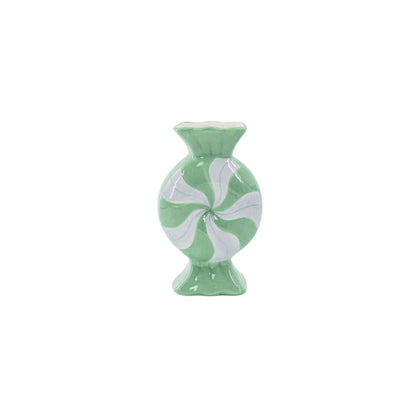 Flower vase - Caramel candy - Ceramic - Lilac/Mint - 12x6.5x20cm