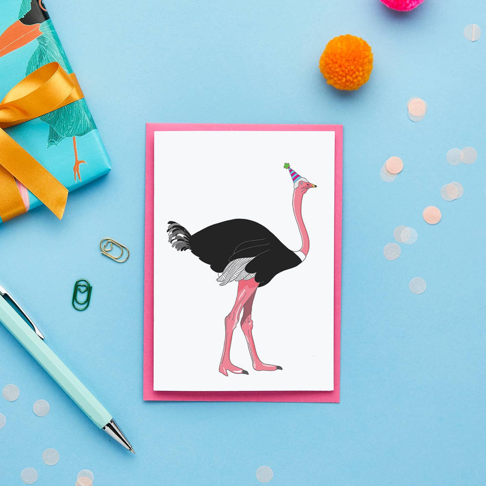 Carte d'Anniversaire Autruche