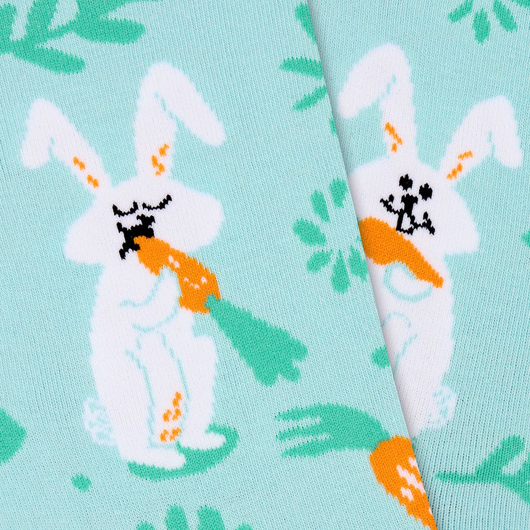 Unisex seamless mid-calf cotton socks with rabbit print