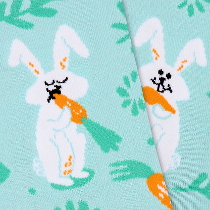 Unisex seamless mid-calf cotton socks with rabbit print