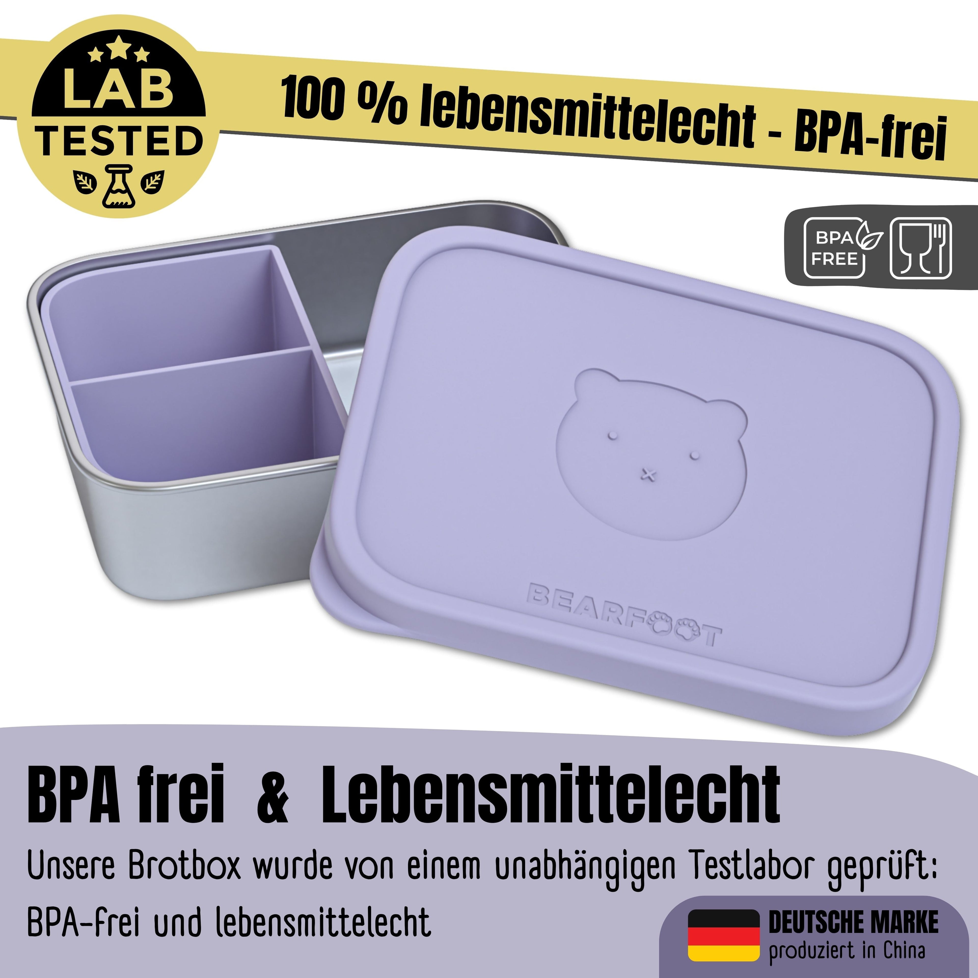 Kids' Stainless Steel Lunchbox with Silicone Insert - Lavender