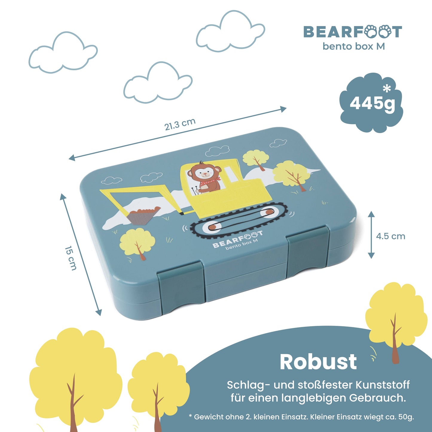 Kinderlunchbox met vakjes, lunchbox, bentobox - graafmachine