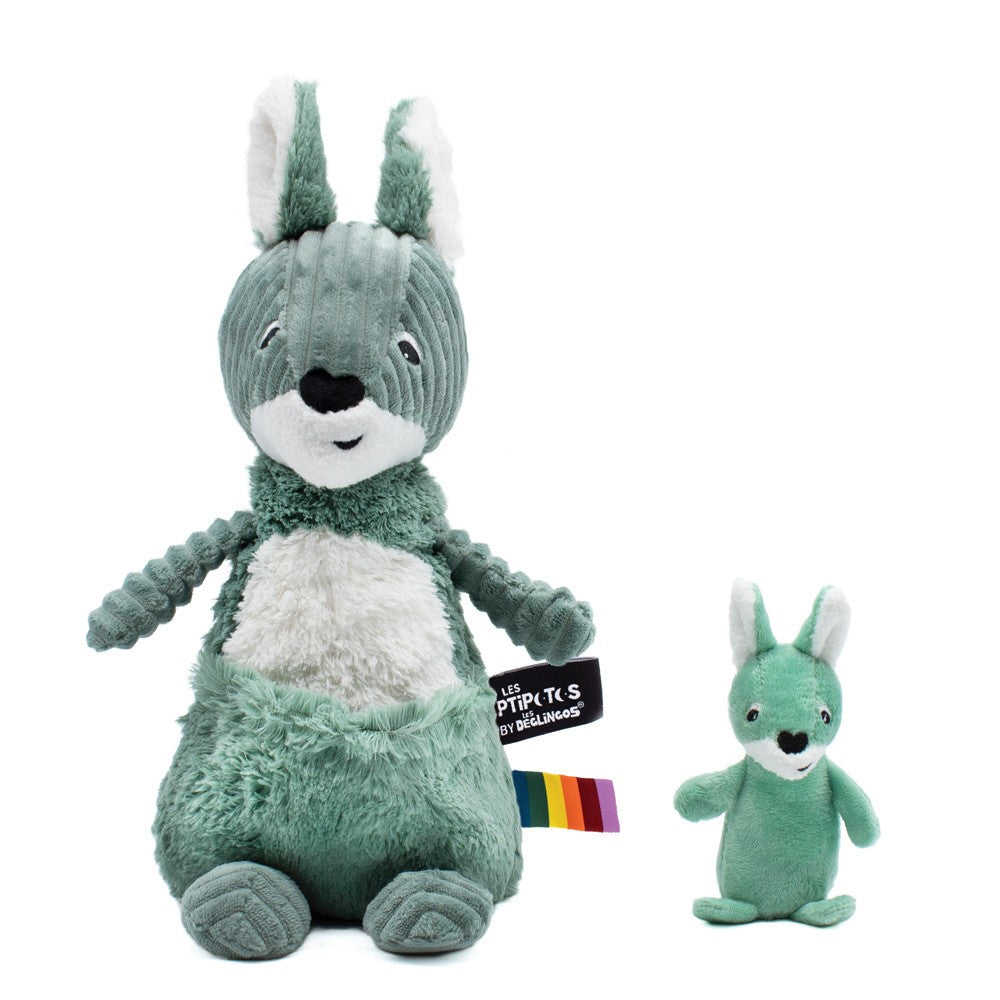 Peluche kangourou Allezou maman et son bébé vert – Les Ptipotos – vue 3