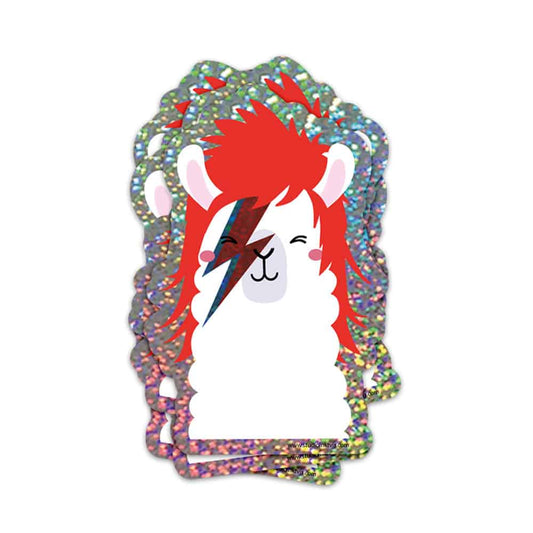 David Bowie Ziggy Stardust Llama Glitter Sticker