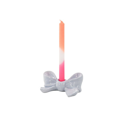 Bougeoir - Nœud - Céramique - Lilas - 18x9x7 cm