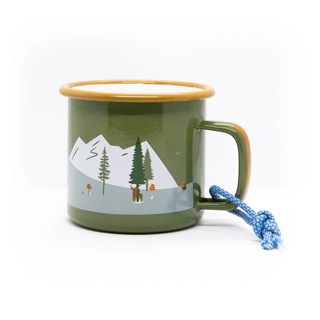 “You Find Me Outdoors” Enamel Mug
