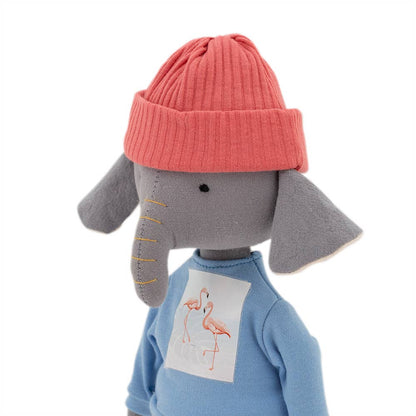 Pluche knuffel van Alice de Olifant met blauw T-shirt en zeemeerminstaart - 29 cm