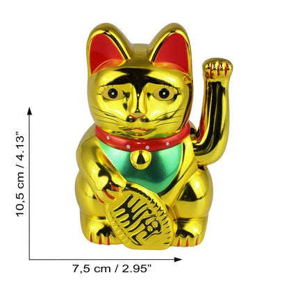 Golden solar lucky cat 10.5 cm