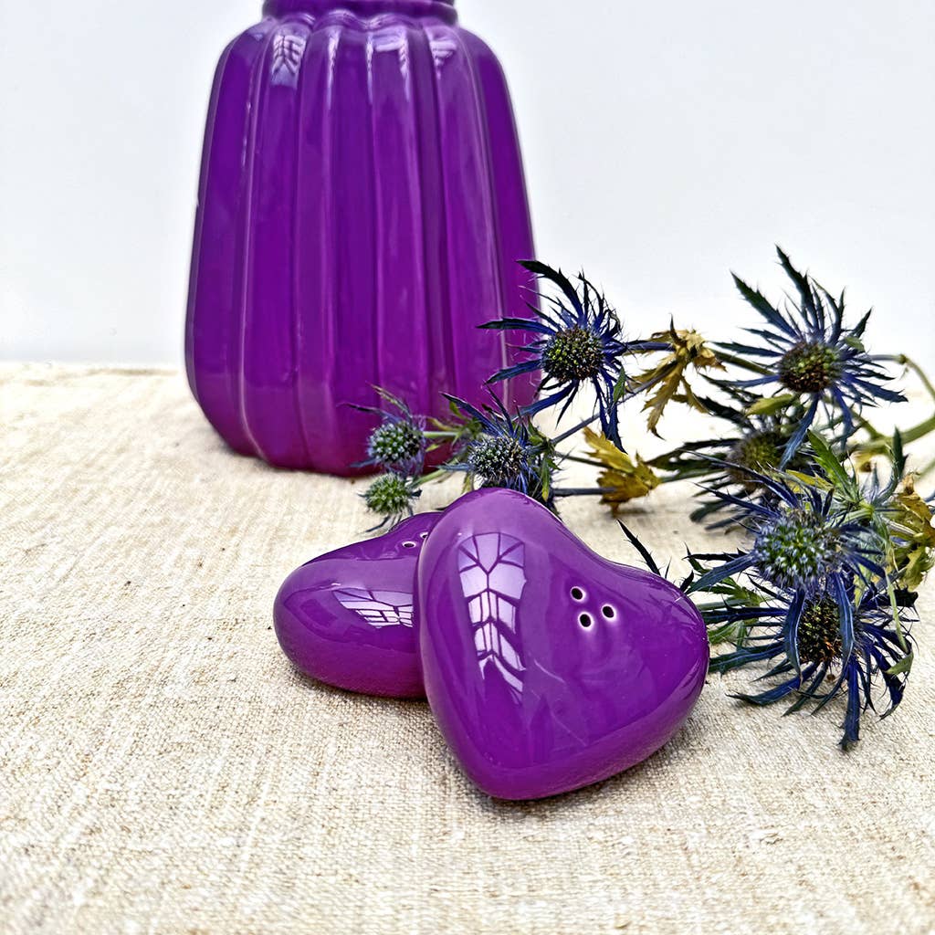 Purple heart salt and pepper set W7 D6.5 H2cm