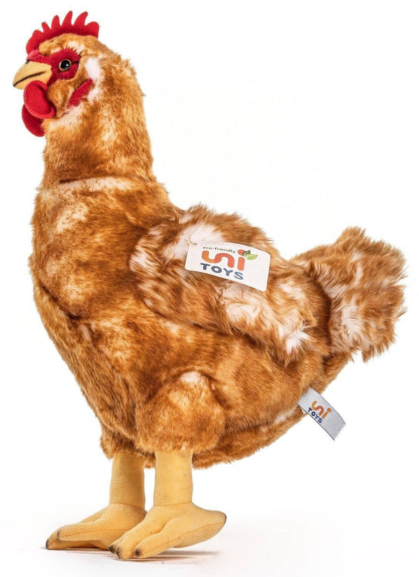 Poule brune - Avec œuf - 34 cm (hauteur) - peluche Uni Toys
