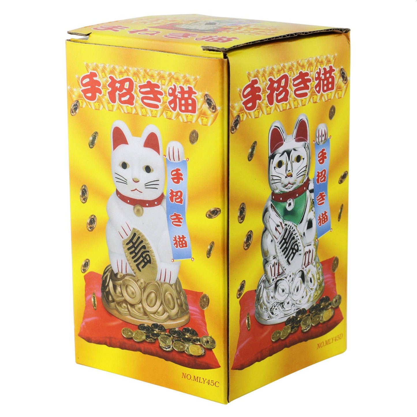 Maneki-neko gelukskat, golvende kat, 11 cm, wit