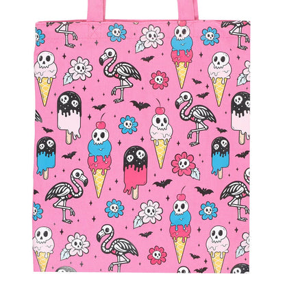 Gothic tote bag printed "Pink Dead Hot Days"