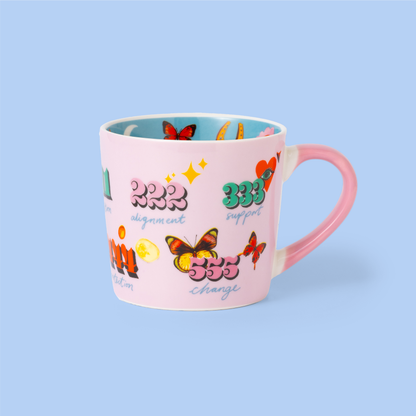 Roze mok met engelengetallen