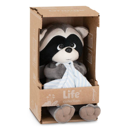 Denny the raccoon plush toy with towel, 20 cm