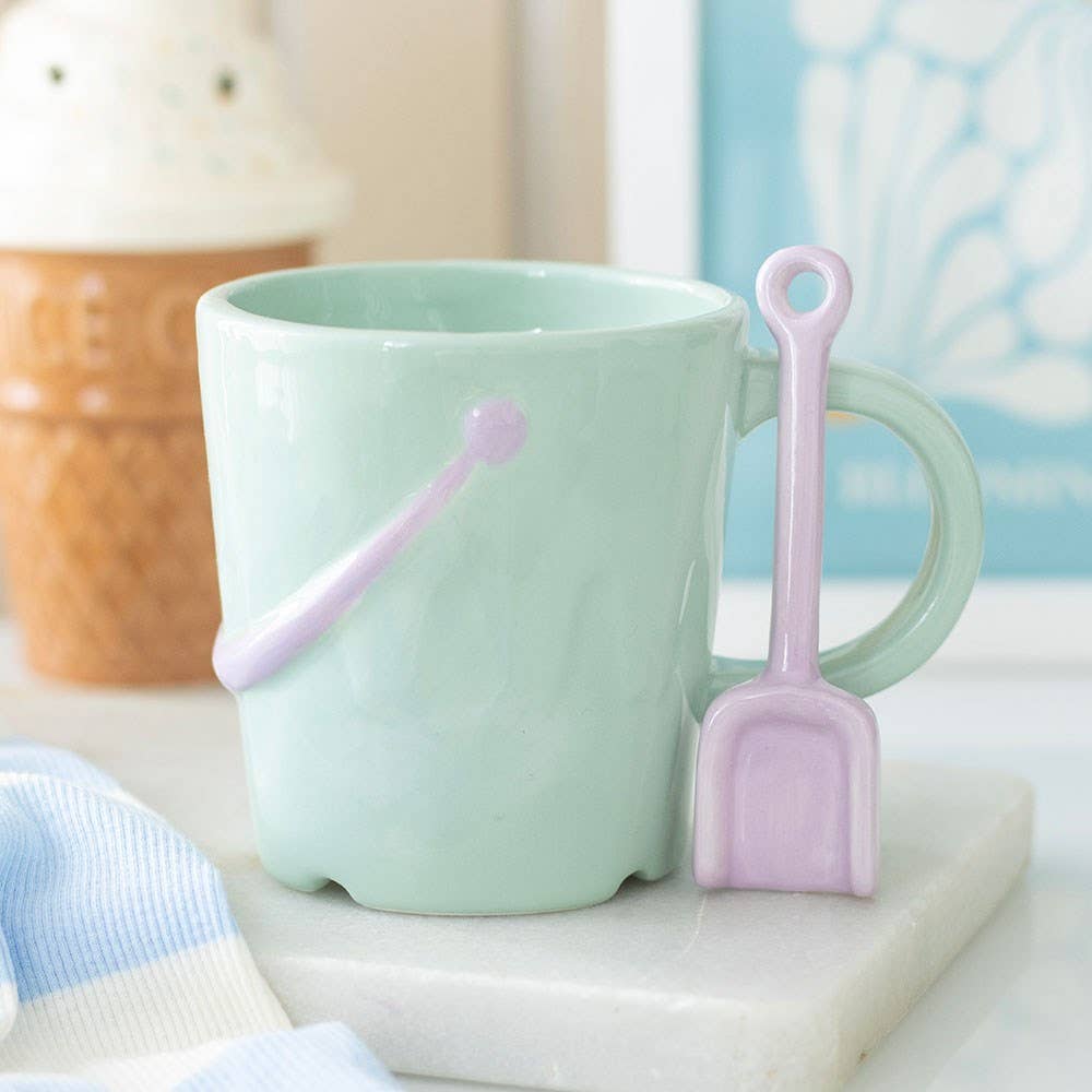 Pastel Mug Bucket with Spoon and Shovel