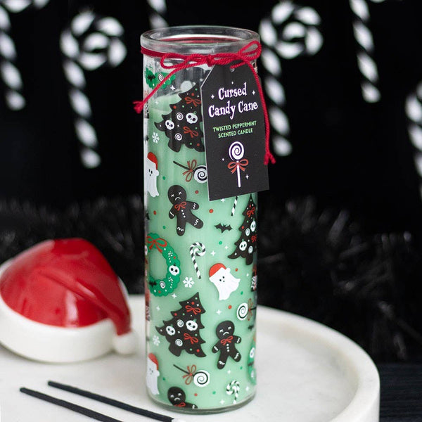 Gothic Christmas Tube Candle - Candy Cane