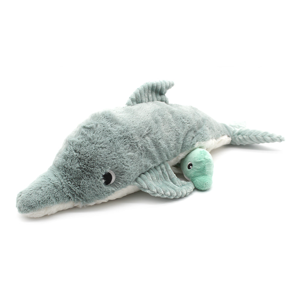 Peluche dauphin Tofou maman et son bébé vert menthe – Les Ptipotos
