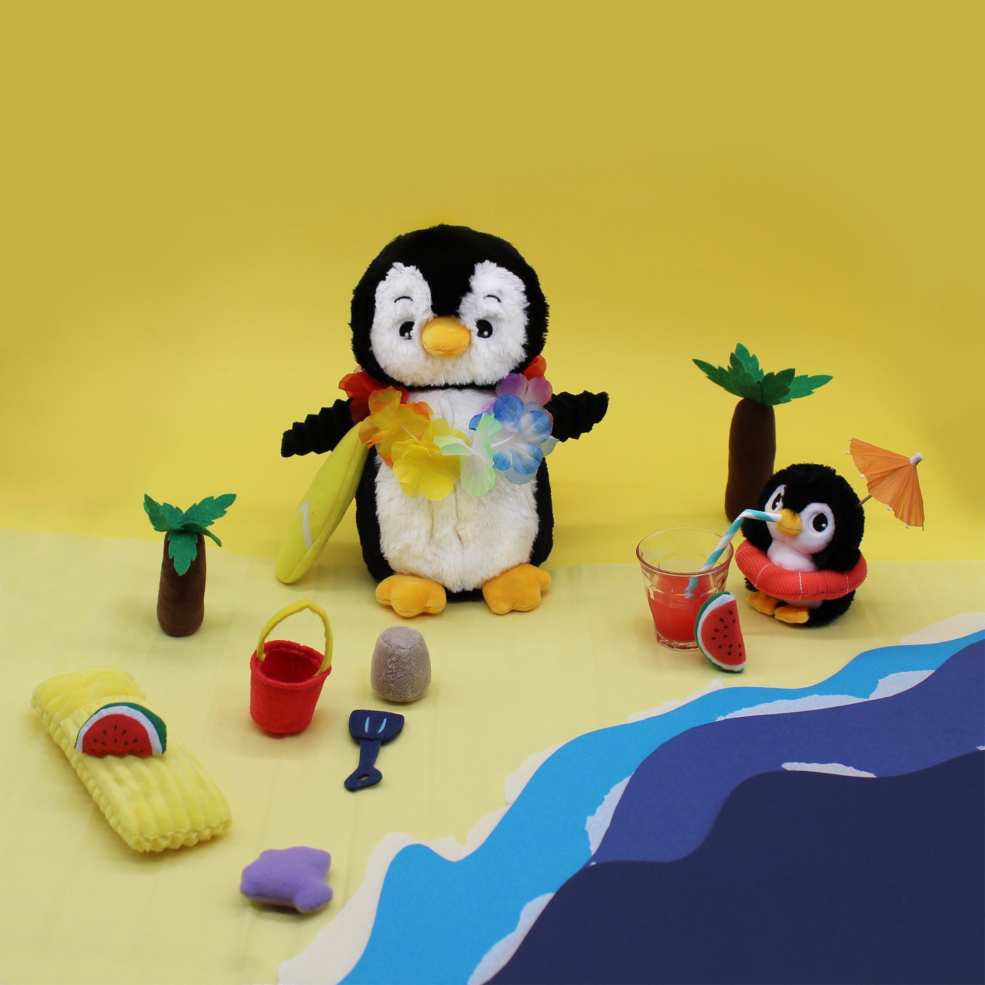Peluche pingouin Iglou maman et son bébé vert menthe – Les Ptipotos – vue 5