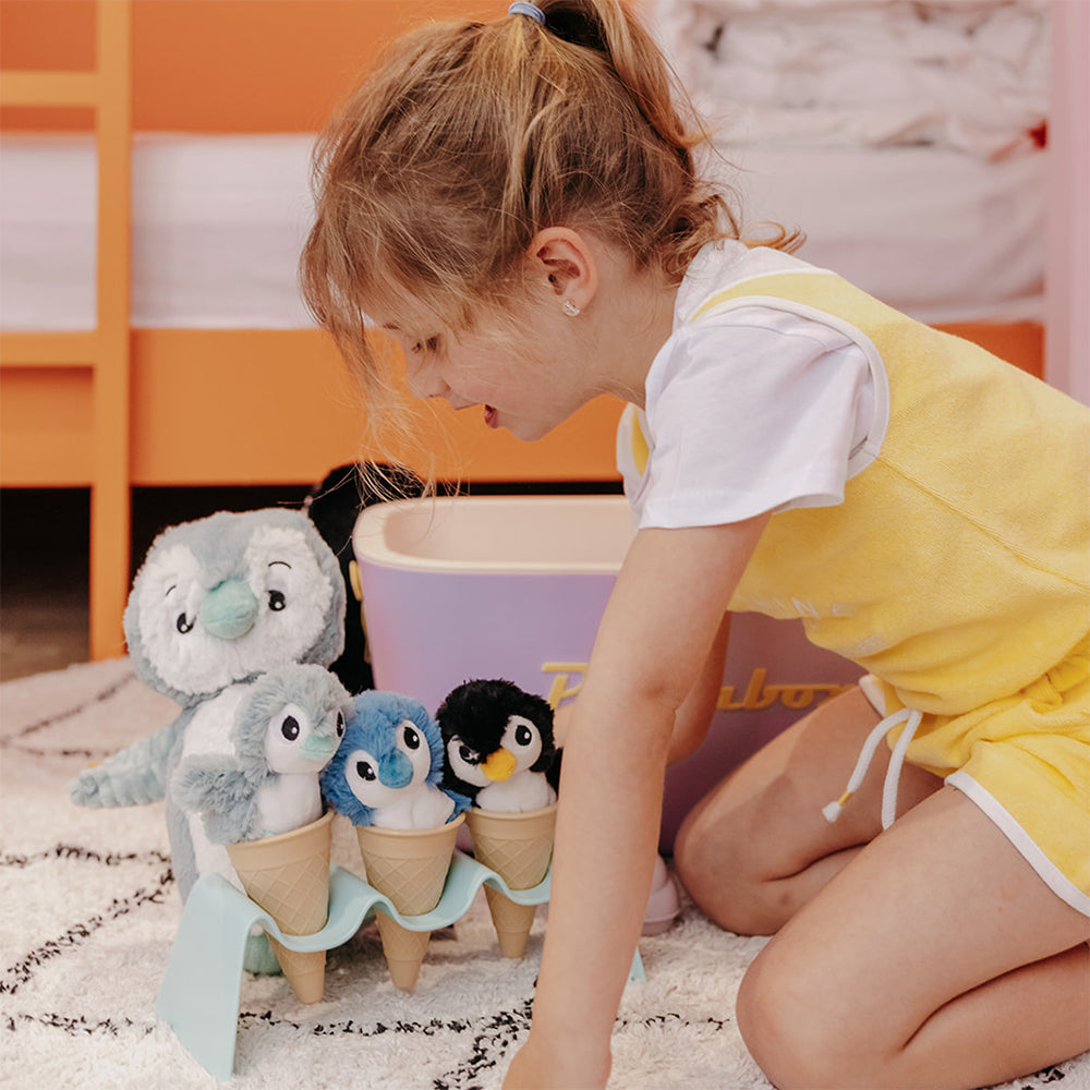 Peluche pingouin Iglou maman et son bébé vert menthe – Les Ptipotos