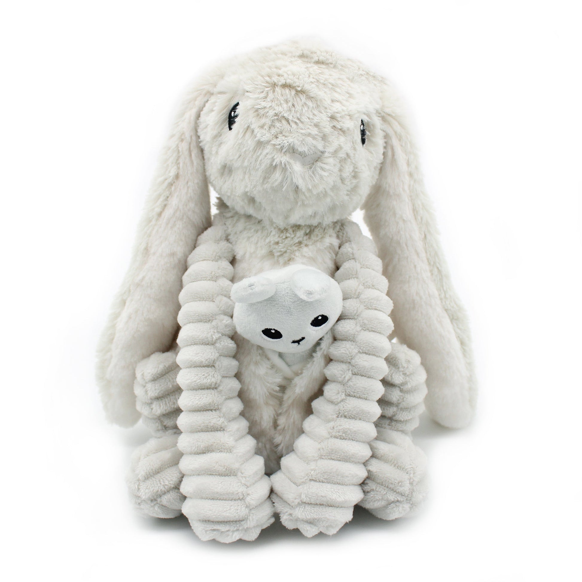 Peluche lapin Toudou maman et son bébé gris clair – Les Ptipotos – vue 6