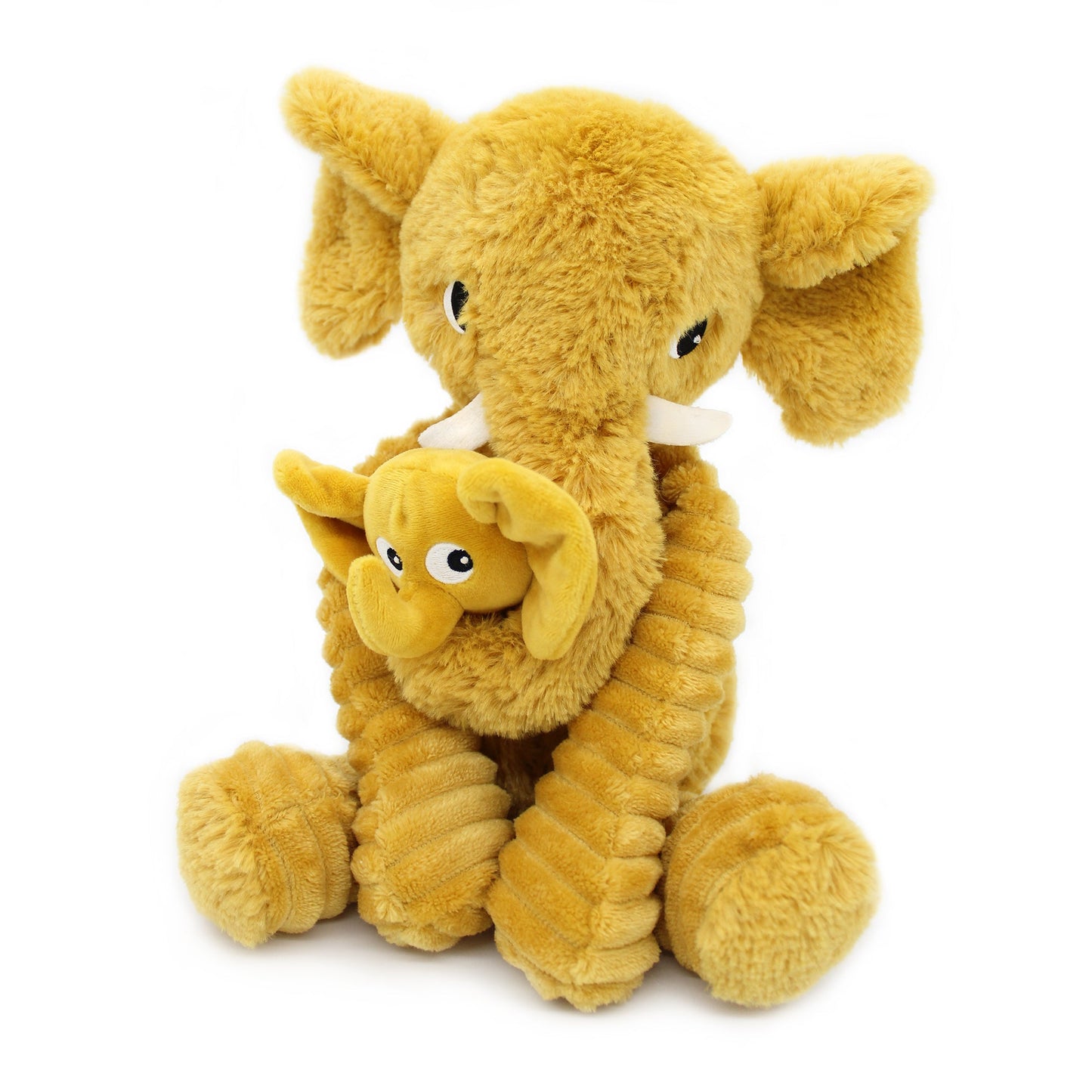 Peluche éléphant Dimoitou maman et son bébé jaune moutarde – Les Ptipotos – vue 6
