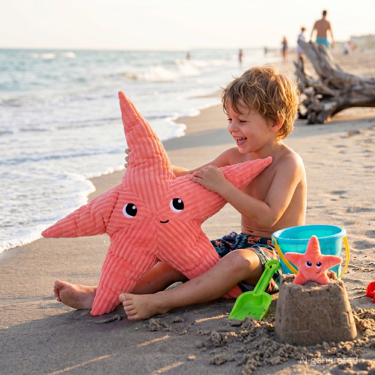 Peluche étoile de mer Wahou maman et son bébé bleu aqua – Les Ptipotos