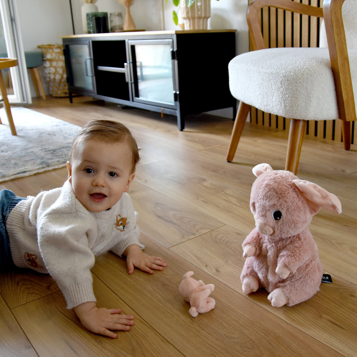 Peluche cochon Barbekiou maman et son bébé rose – Les Ptipotos