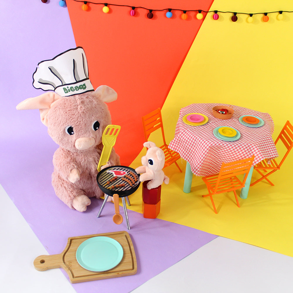 Peluche cochon Barbekiou maman et son bébé rose – Les Ptipotos – vue 3