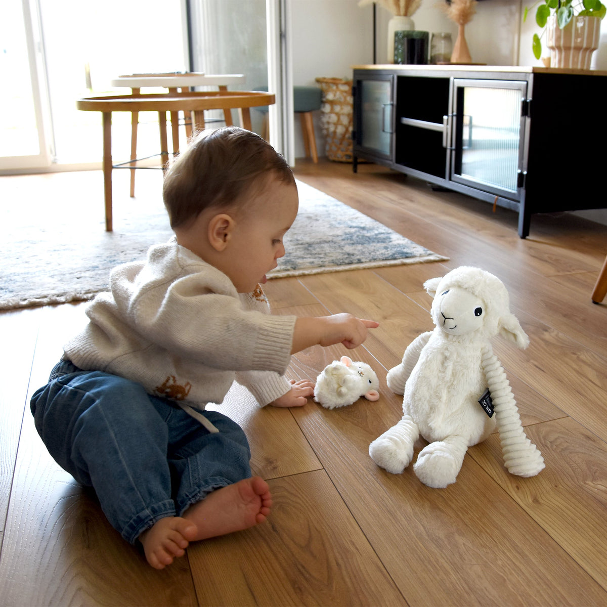 Peluche mouton Olou maman et son bébé blanc – Les Ptipotos