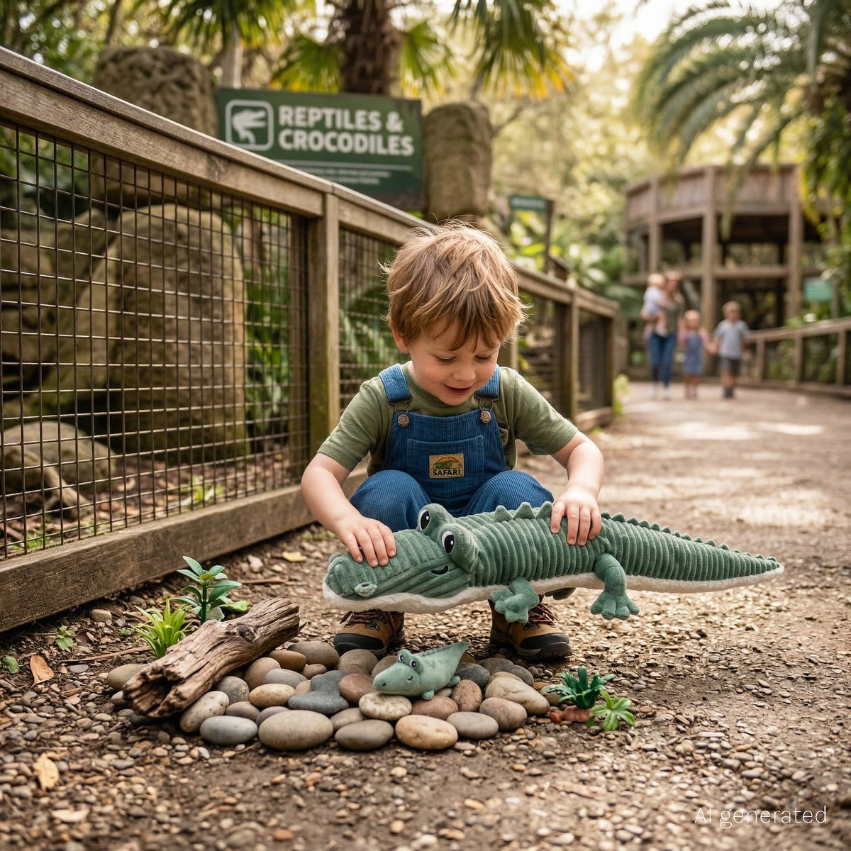 Peluche crocodile Croketou maman et son bébé vert – Les Ptipotos