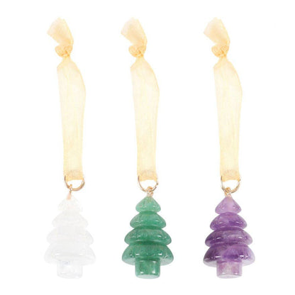 Set of 3 crystal Christmas tree decorations
