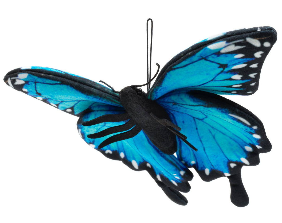 Blue butterfly plush with loop