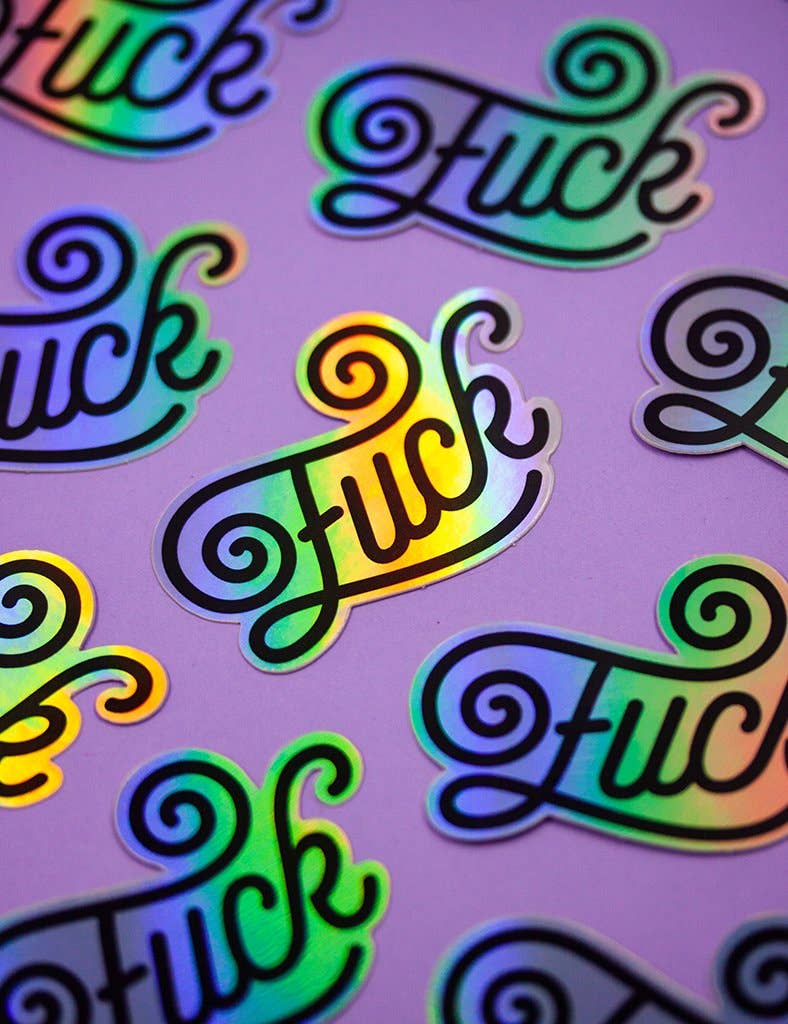 Holographic lettering sticker "Fuck"