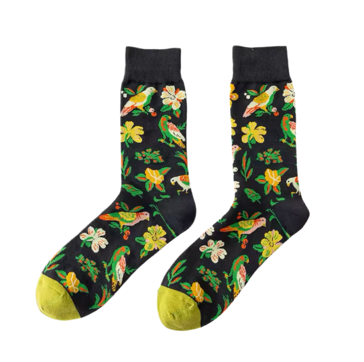 Sokken met vogel- en exotische bloemenprint