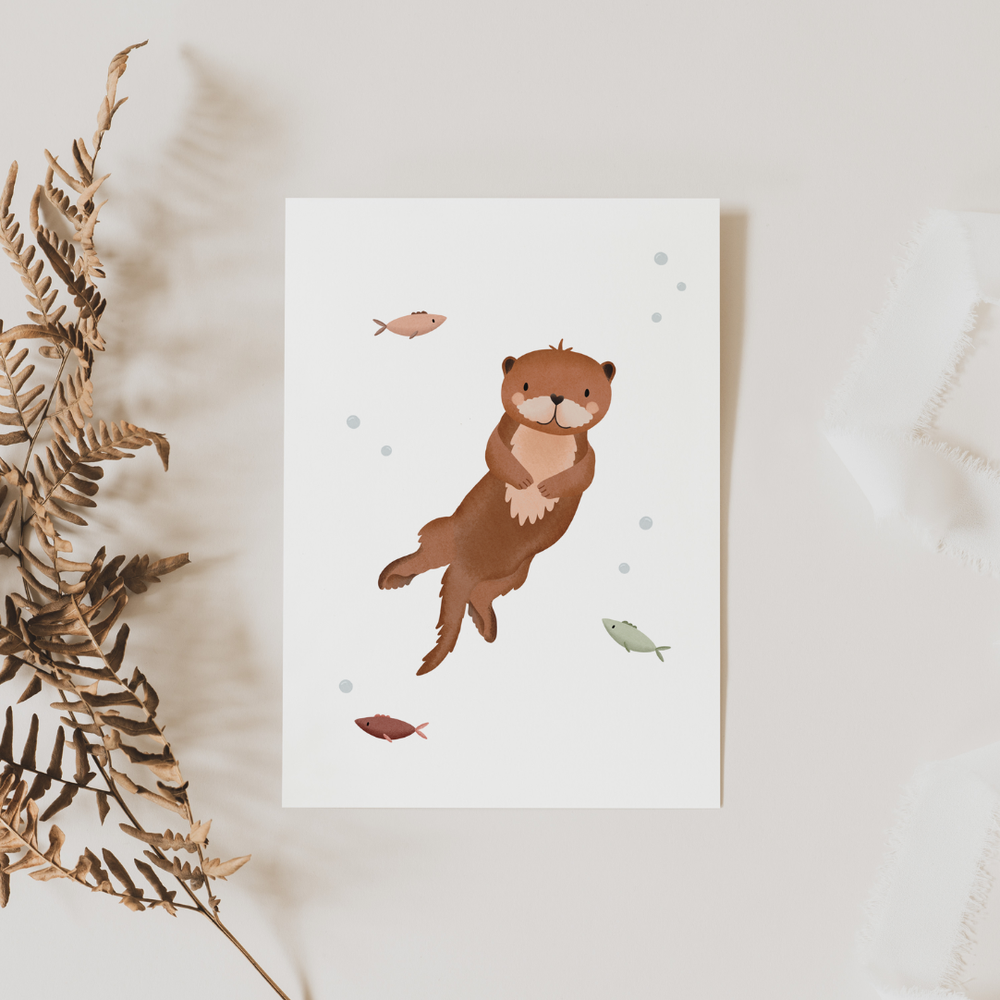 Wenskaart met otter