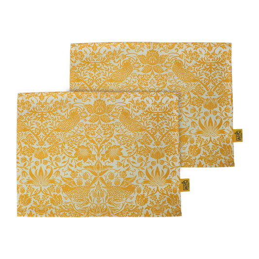 William Morris yellow recycled cotton placemats and napkins