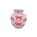 Vase - Vase à Fleurs Rubans - Rose Clair/Rouge - 13x13x14cm