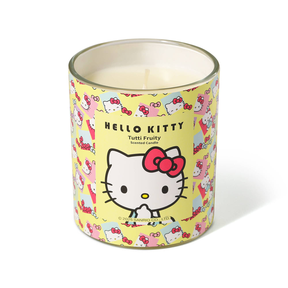 Bougie Jaune Imprimé Original Hello Kitty, Parfum Tutti Frutti