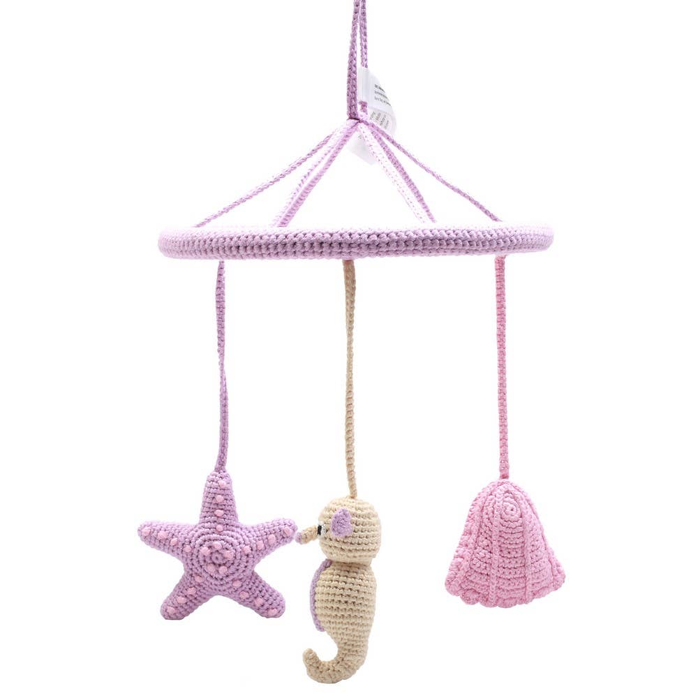 Mobile with starfish, seahorse and seashells