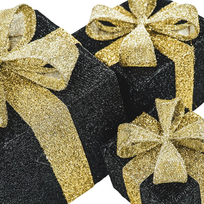 LED Christmas Gift - S3 - Polystyrene - Black/Gold - 15/20/25 cm