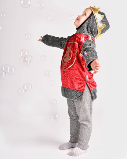 Tunique Chevalier rouge avec capuche 98-104 cm 2-4 ans